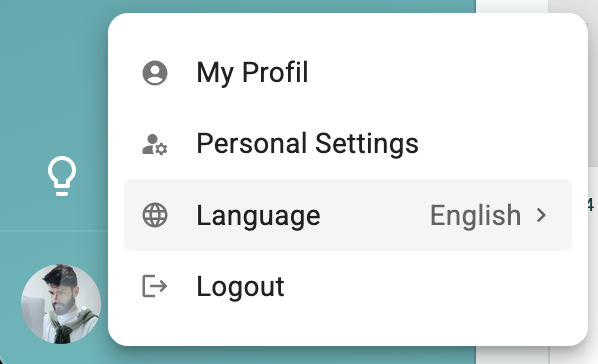 Sprachauswahl English im Usermenü